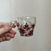 espresso csésze 3 Kézzel festett virágos üveg eszpresszós csésze és csészealj 90ml