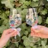 fehérboros pohár 4 Kézzel festett virágos és névre szóló fehérboros kehely 490ml