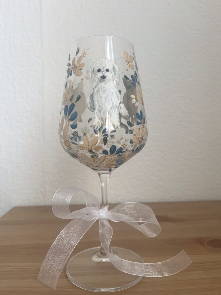 Kézzel festett kisállatos üvegpohár