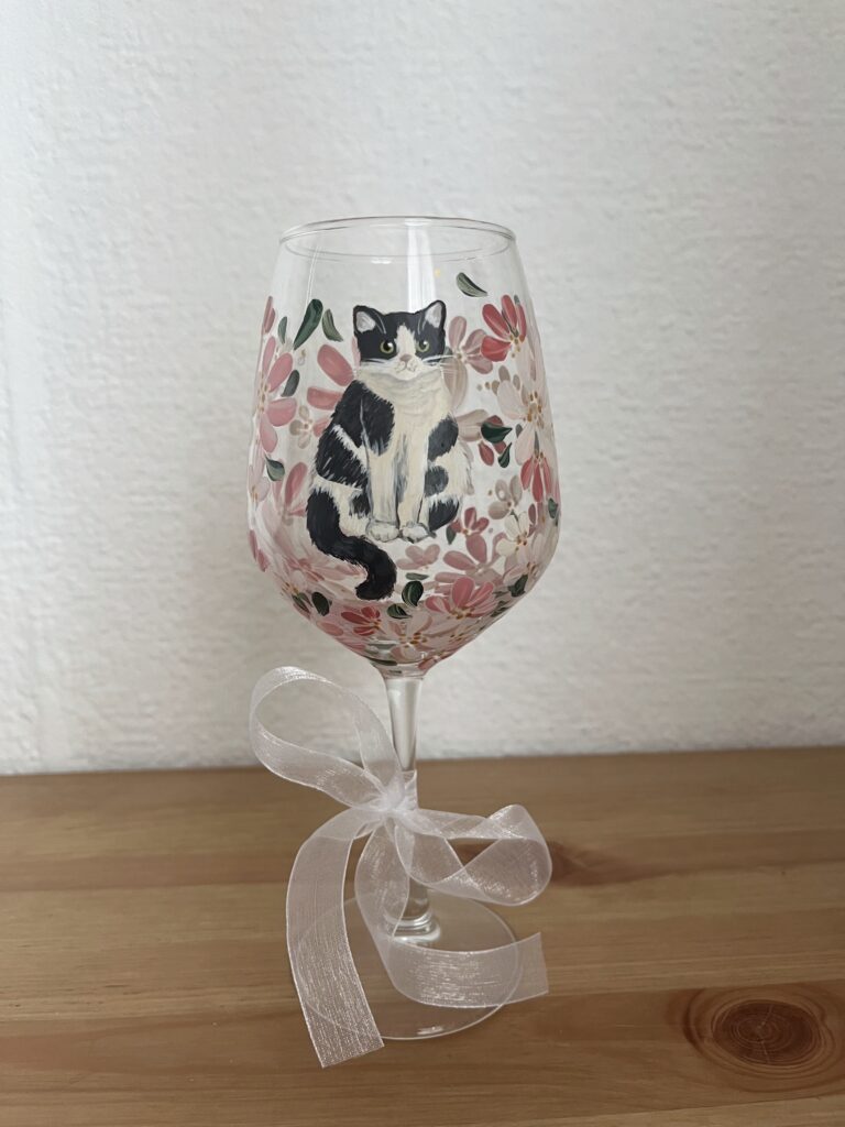 Kézzel festett kisállatos üvegpohár