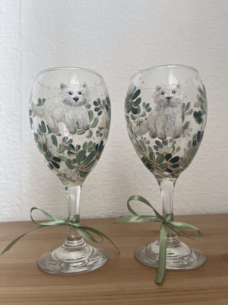 Kézzel festett kisállatos üvegpohár