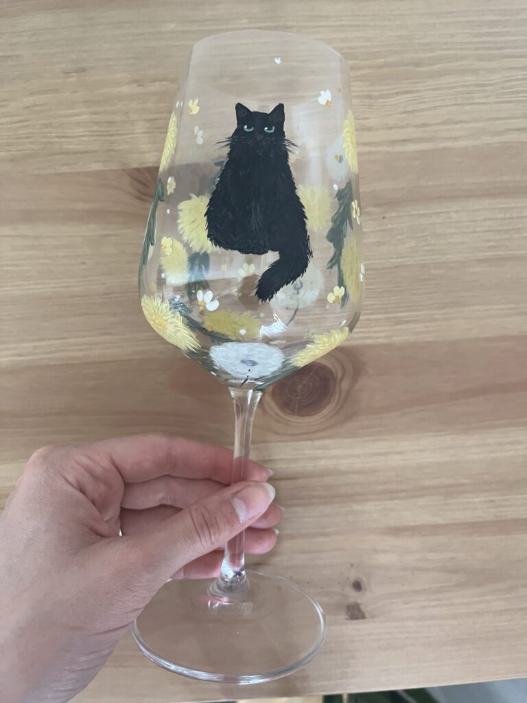 Kézzel festett kisállatos üvegpohár