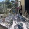 pezsgős kehely 6 Kézzel festett virágos pezsgős kehely 220ml ünnepi koccintáshoz