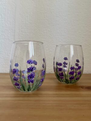 Kézzel festett virágos talp nélküli vizespohár 465ml